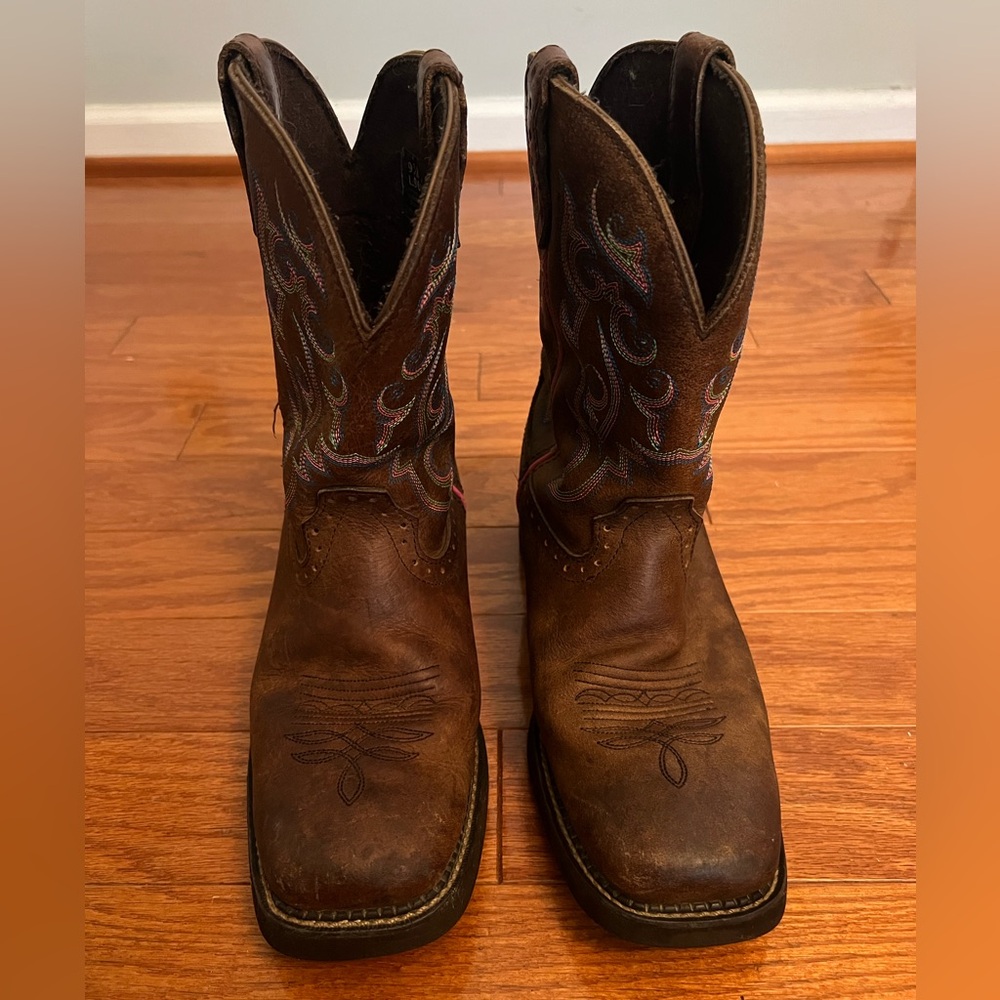Justin Gypsy L9608 Leather Pull-On Square Toe Cowgirl Boots Women's US 9.5B